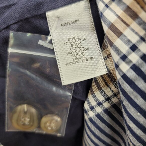 Pendleton Womens Navy Brown Plaid 2 Button Pockets Blazer Size 16 Academia - Picture 8 of 14